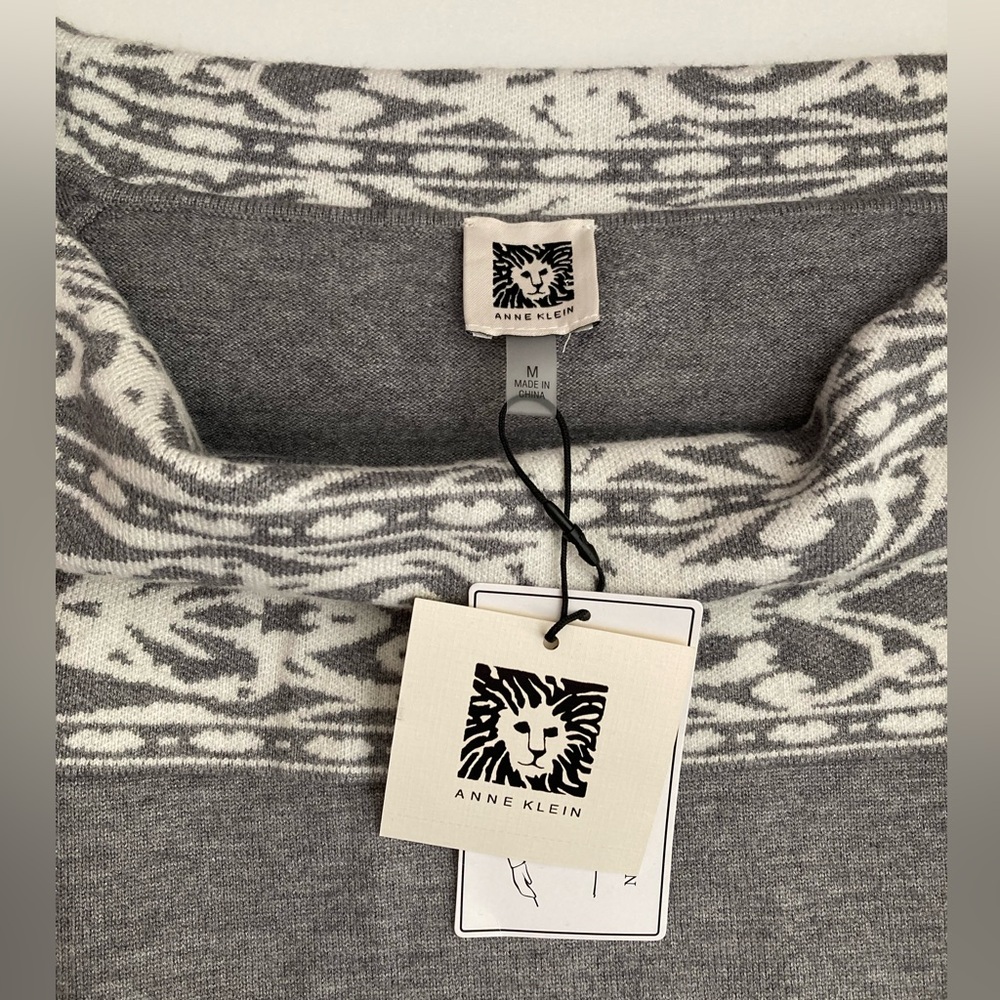 Anne Klein | NWT Women’s Off -Shoulder Style Heather Gray/Ivory Sweater - Picture 7 of 8